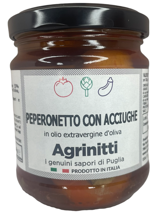 Peperonetto con acciughe in olio extravergine d'oliva
