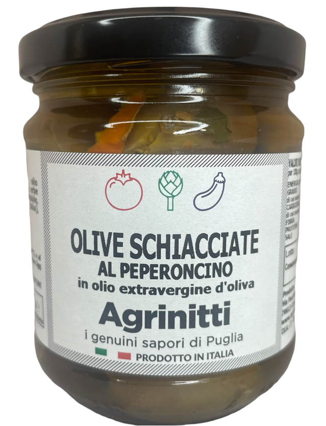 Olive schiacciate al peperoncino