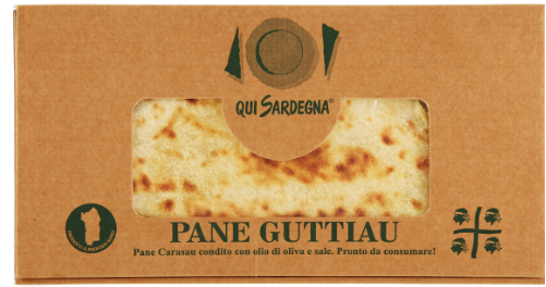 Pane Guttiau condito con olio di oliva e sale